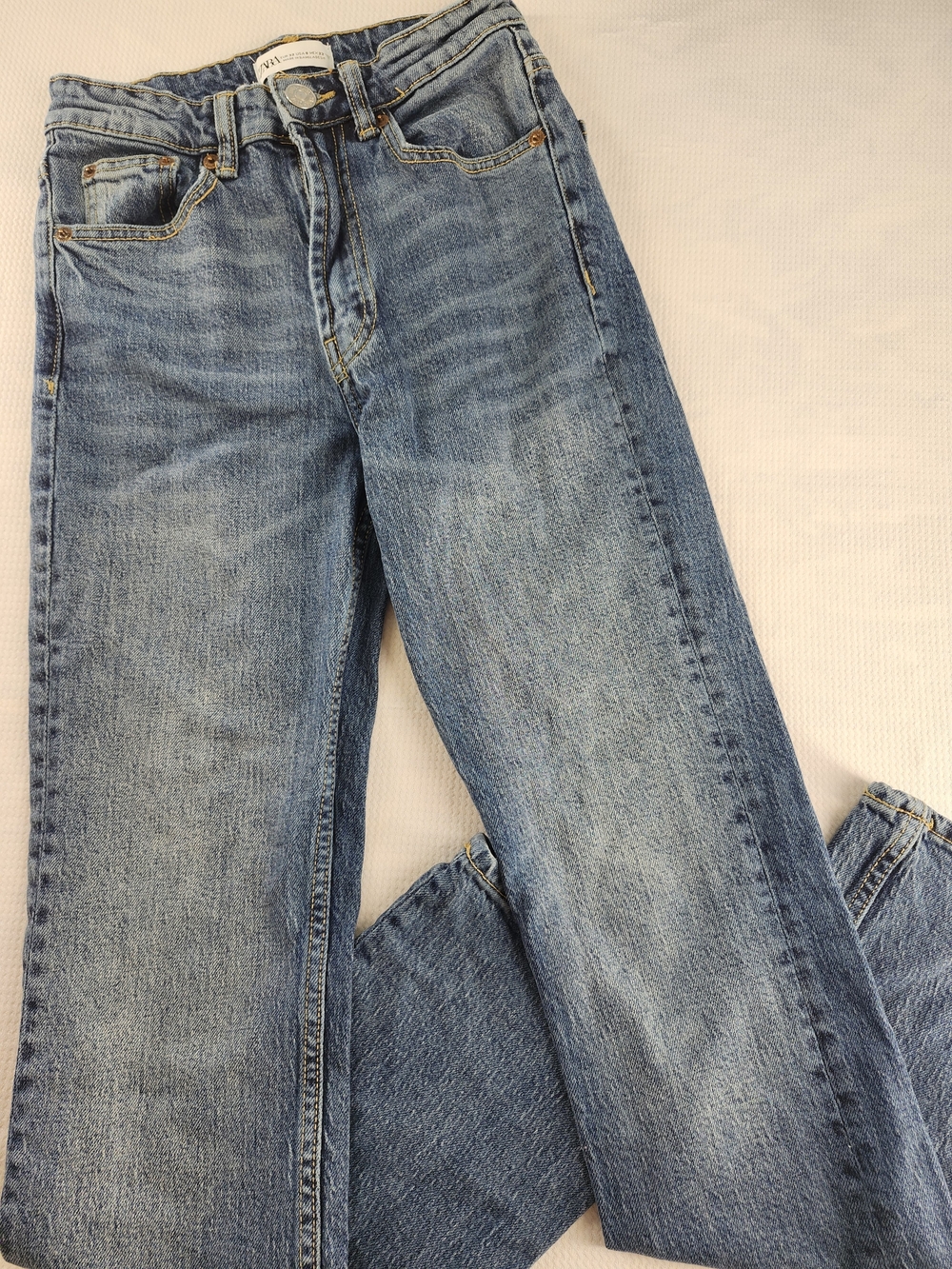 Zara Jeans Womens 0 Blue Cotton Denim Straight Stretch